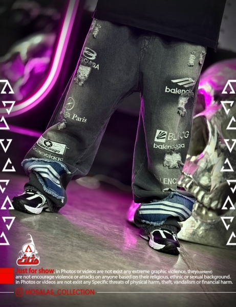 شلوار بگ جین طرحدار