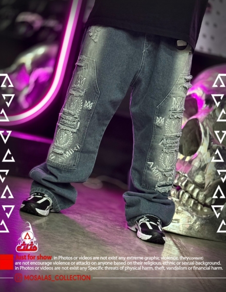 شلوار بگ جین طرحدار