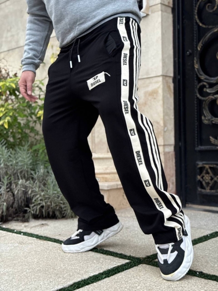 شلوار اسلش بغل نوار چاپ کنفی DIESEL مشکی