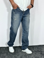 شلوار جین بگ مردانه زاپدار رنگ آبی تیره