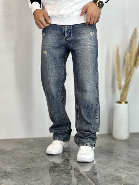 شلوار نیم بگ جین M آبی کثیف کد 767