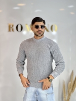 بافت یقه گرد درشت طوسی