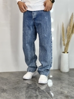 شلوار نیم بگ جین M آبی سیر کد 846