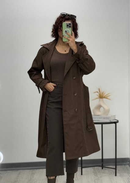 بارانی بلند سانتانا سرشانه دکمه