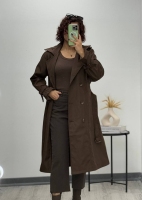 بارانی بلند سانتانا سرشانه دکمه