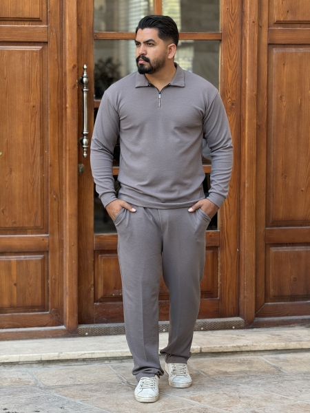 ست نیم زیپ مراکشی طوسی