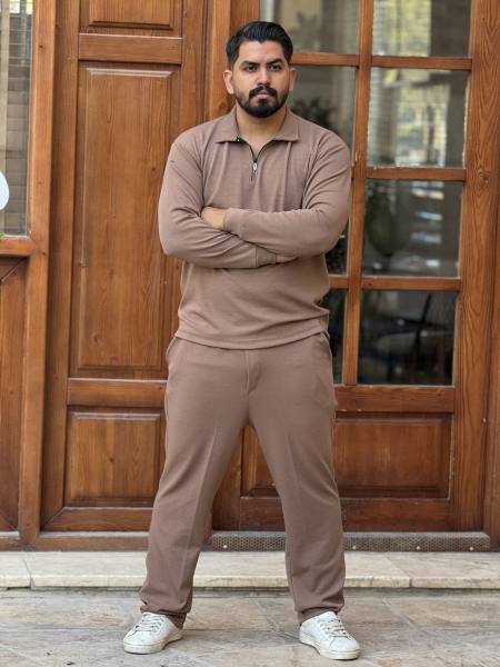 ست نیم زیپ مراکشی قهوه ای