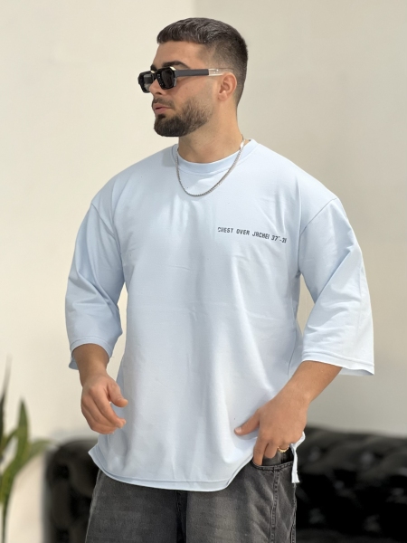 تیشرت دورسی 2نخ Cross آبی آسمانی