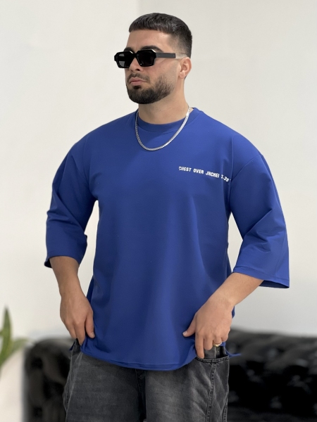 تیشرت دورسی 2نخ Cross آبی تیره