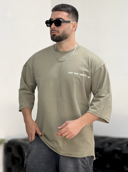 تیشرت دورسی 2نخ Cross زیتونی