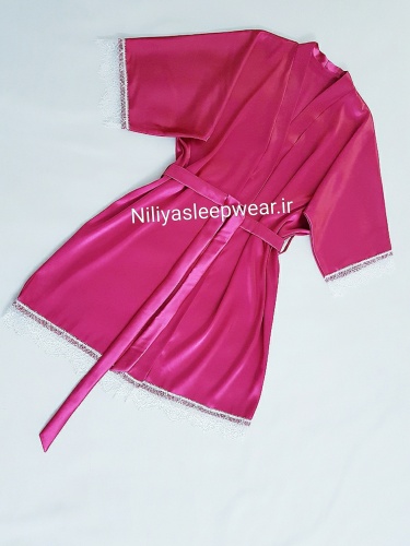 روبدوشامبر سرخ آبی با تور مژه