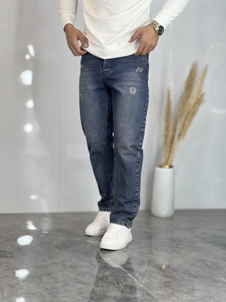 شلوار مام فیت جین C آبی سایه کد 760