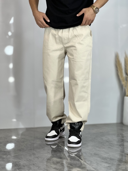 شلوار بگ کتان خارجی Pan دمپا دوحالته استخونی