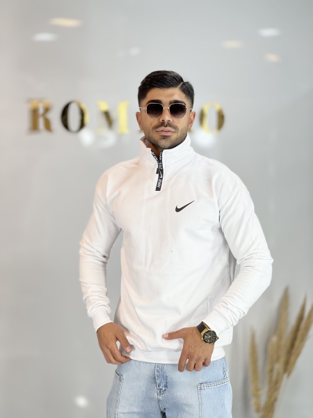 دورس نیم زیپ سه نخ پنبه Nike سفید