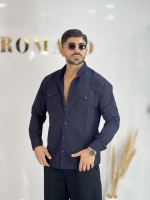 پیراهن دوجیب کتان Zara سرمه ای