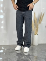 شلوار نیم بگ جین V ذغالی تیره کد 602