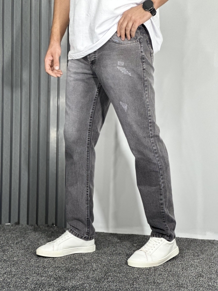 شلوار جین مام فیت زاپدار مردانه ذغالی