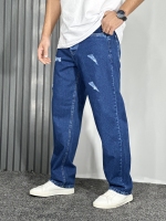شلوار جین بگ استایل زاپدار مردانه آبی تیره