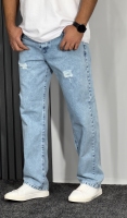 شلوار جین بگ استایل زاپدار مردانه آبی روشن