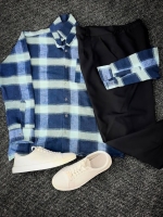 پیراهن پشمی مردانه آبی تیره