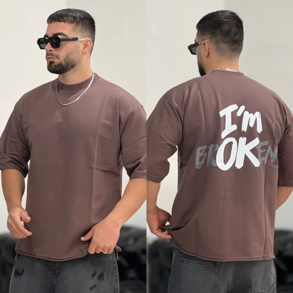 تیشرت 3نخ Broken نسکافه ای