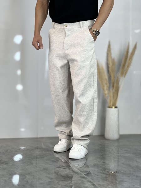 شلوار نیم بگ فوتر ضخیم Panah استخونی