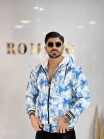 سویشرت داخل خز Nazar چاپی آبی سفید