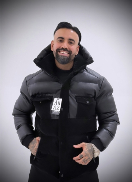 کاپشن چرم اورجینال دو جیب ترکیبی