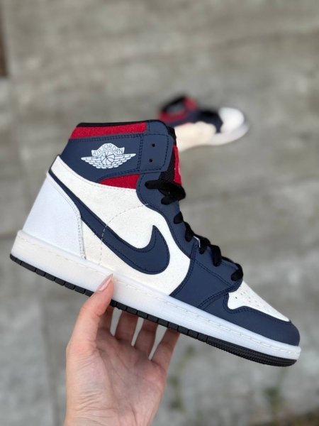 کتونی ساقدار Jordan جدید سفید سرمه ای قرمز