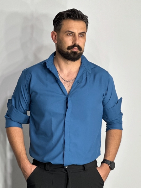 پیراهن دوشین مردانه رنگ آبی تیره