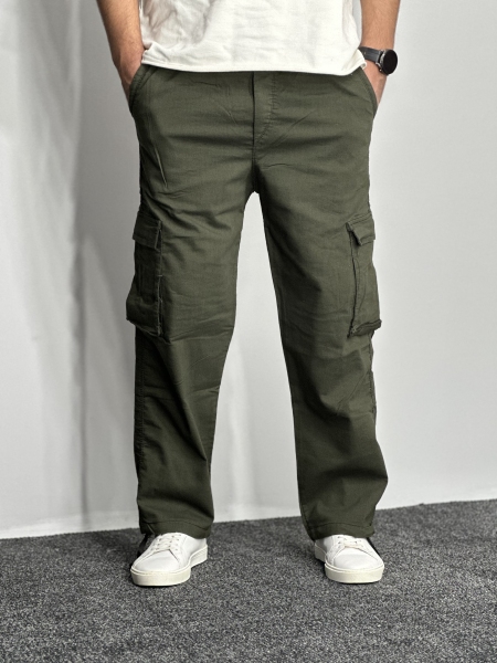 شلوار کارگو کتان نیل بگ استایل مردانه سبز