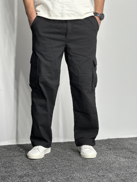 شلوار کارگو بگ استایل کتان نیل مردانه مشکی