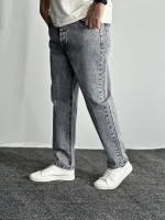 شلوار جین مام فیت مردانه رنگ طوسی