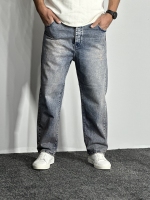 شلوار جین مام فیت مردانه آبی گازوییلی