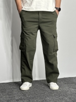شلوار کارگو کتان نیل بگ استایل مردانه سبز
