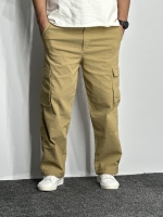 شلوار کارگو بگ استایل کتان نیل مردانه شتری