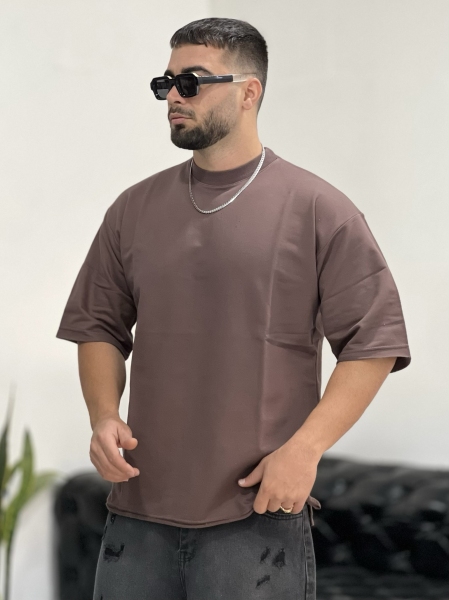 تیشرت دورسی 3نخ Basic قهوه ای P
