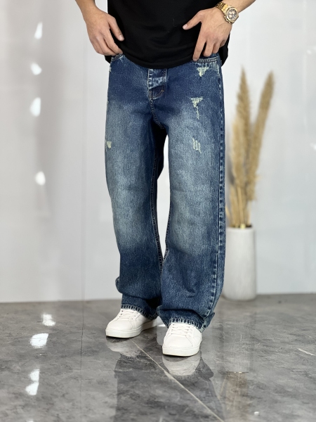 شلوار نیم بگ جین Zara آبی سایه کد 63