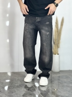 شلوار نیم بگ جین Haz ذغالی تیره کد 540