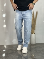 شلوار مام فیت جین کشی Zara آبی یخی کد 1052