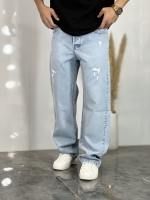 شلوار نیم بگ جین Zara آبی یخی کد 1001