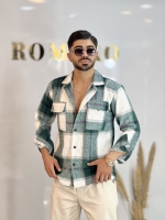 پیراهن پشمی ضخیم O سبز سفید