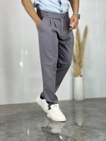 شلوار پارچه ای کلاسیک پیله خور طوسی تیره