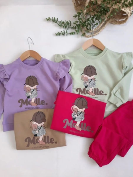 ست بلوز شلوار دختر کلاه دار