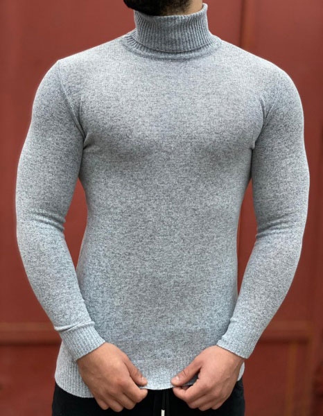 بلوز یقه اسکی طوسی روشن