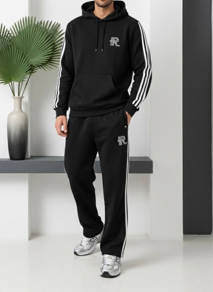 ست هودی و اسلش طرح R مشکی