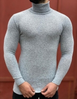 بلوز یقه اسکی طوسی روشن