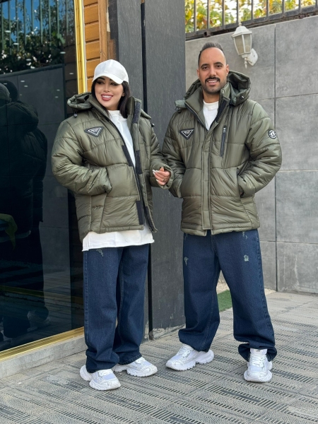 کاپشن باکسی کلاهدار PRADA سبز