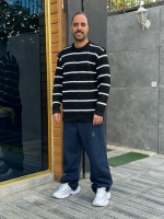 بافت رینگری زاپ دار مشکی سفید