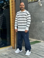 بافت رینگری زاپ دار سفید مشکی